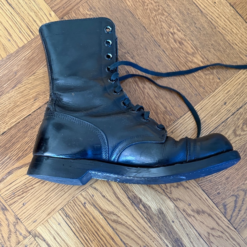 Black Lace-Up Leather Boots - Picture 3 of 5
